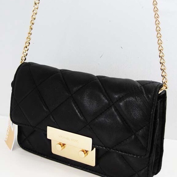 Michael Kors Quilted Black Crossbody Bag with Gold Accents - Picture 2 of 7